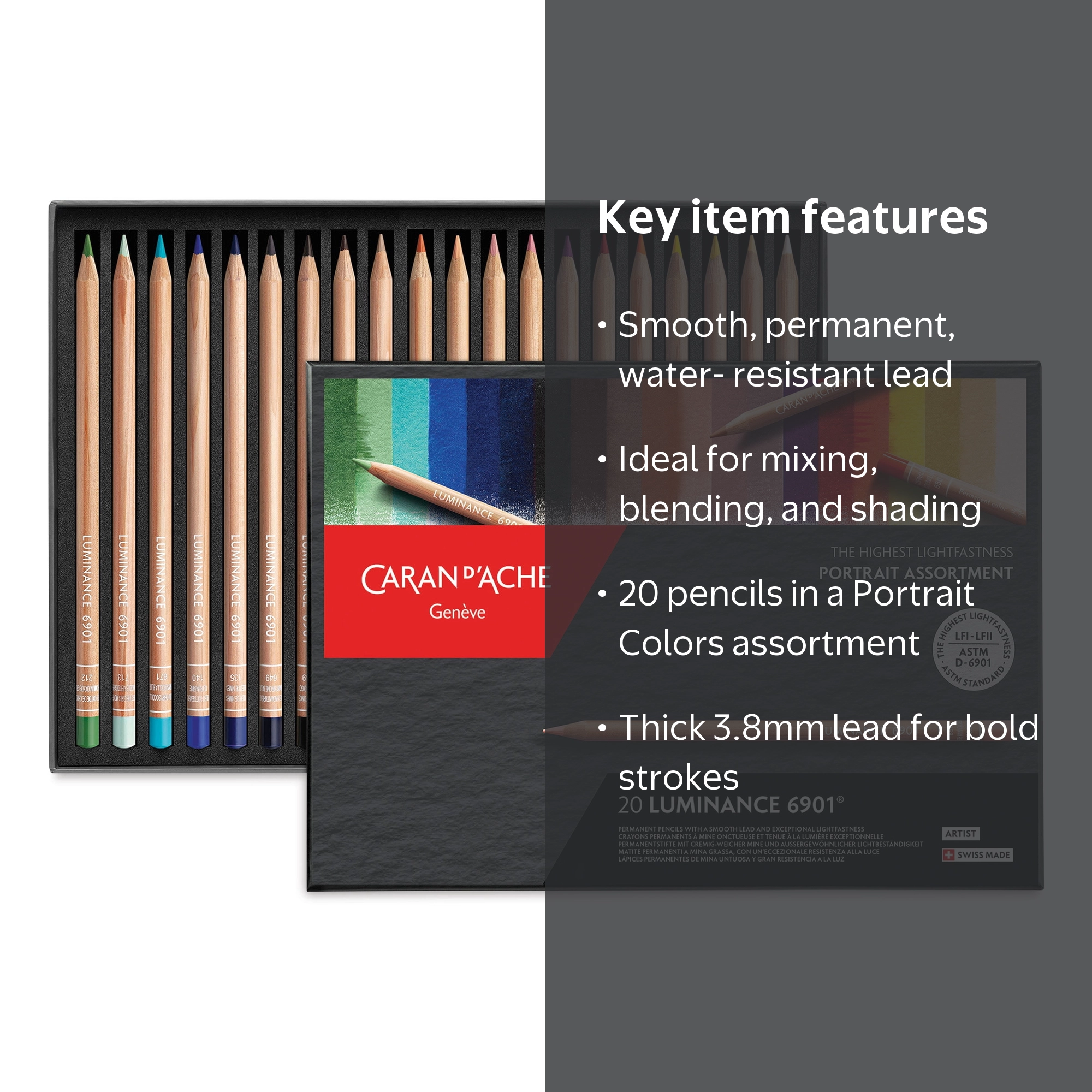 Caran d'Ache Luminance Colored Pencils - Set of 20, Portrait