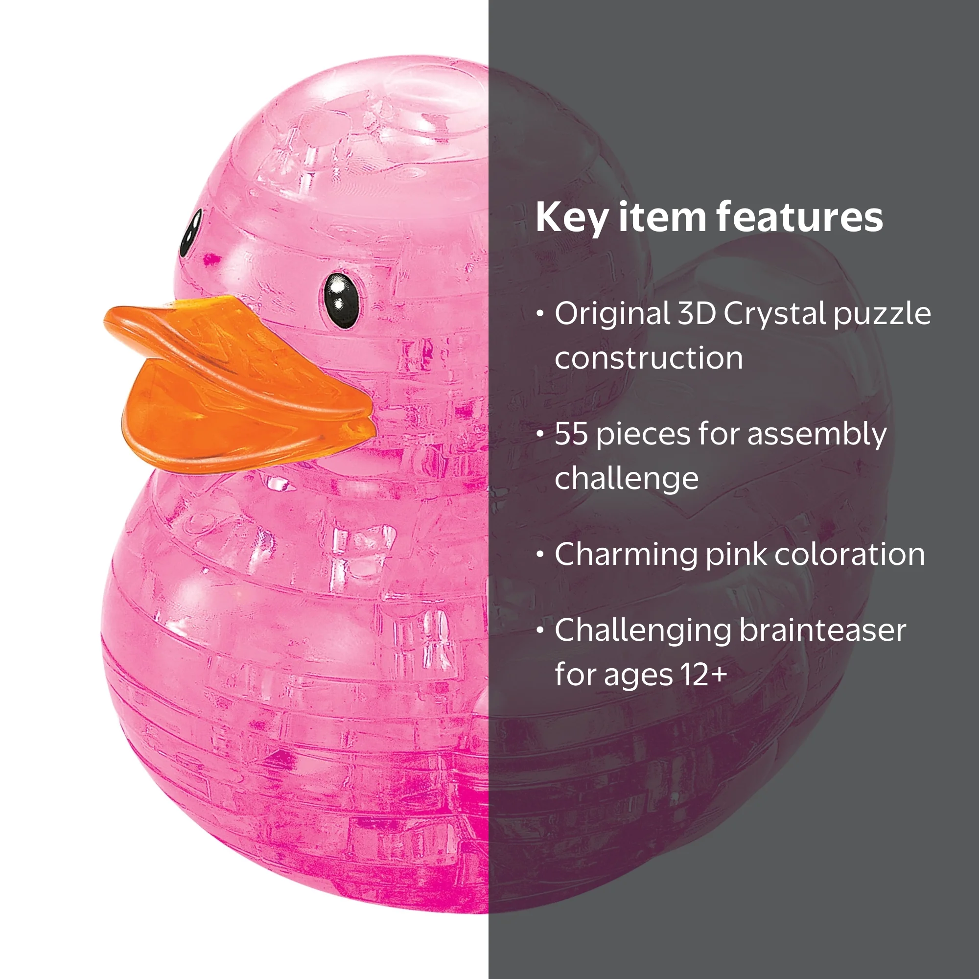 Pink Duck Original 3D Crystal Puzzle from BePuzzled, Dimensional