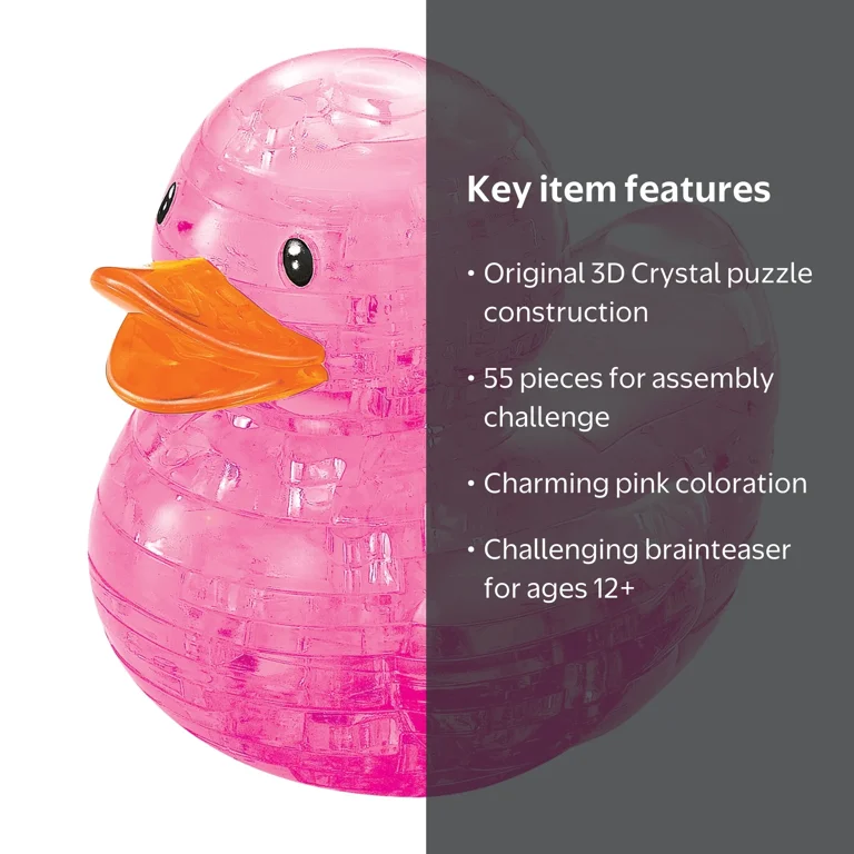 Pink Duck Original 3D Crystal Puzzle from BePuzzled, Dimensional