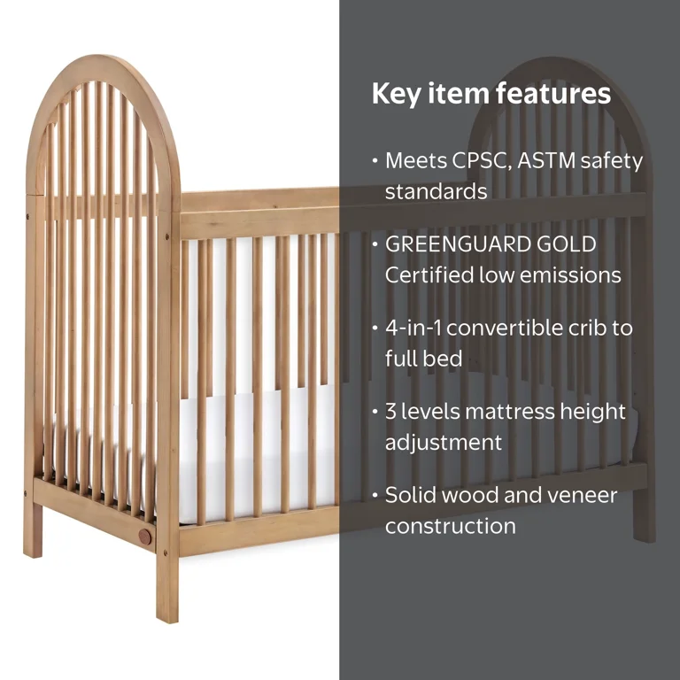 エリページ Soho Baby Everlee Convertible Island Crib, Honey Wood - Walmart.com