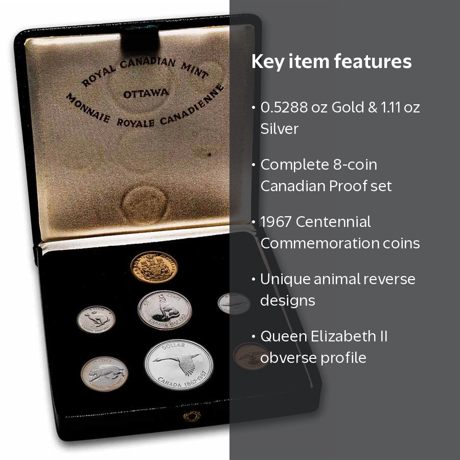 1967 Canadian Centennial 7-Coin Proof Set w/ $20 Gold - Walmart.com