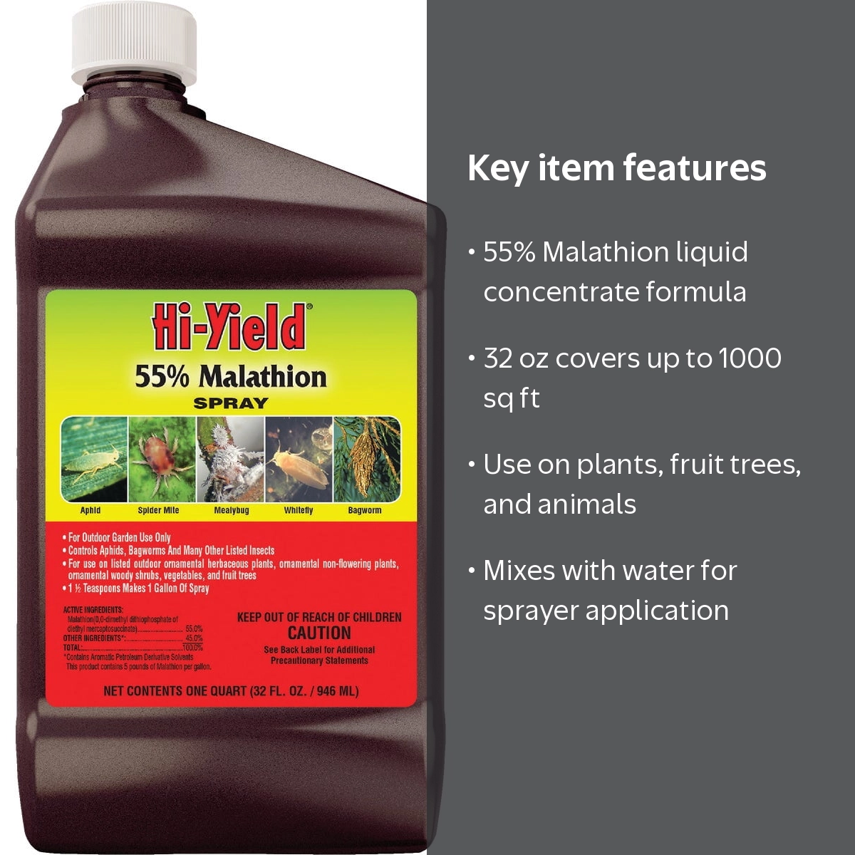 Hi-Yield 55% Malathion Spray Insect Killer Liquid 32 oz - Walmart.com