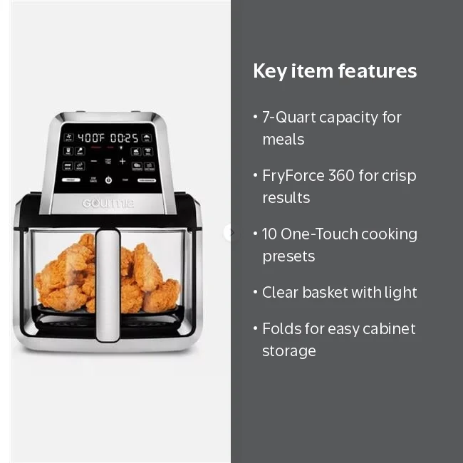 Gourmia 7-Qt. Fry N Fold Digital Air Fryer with 12 Presets