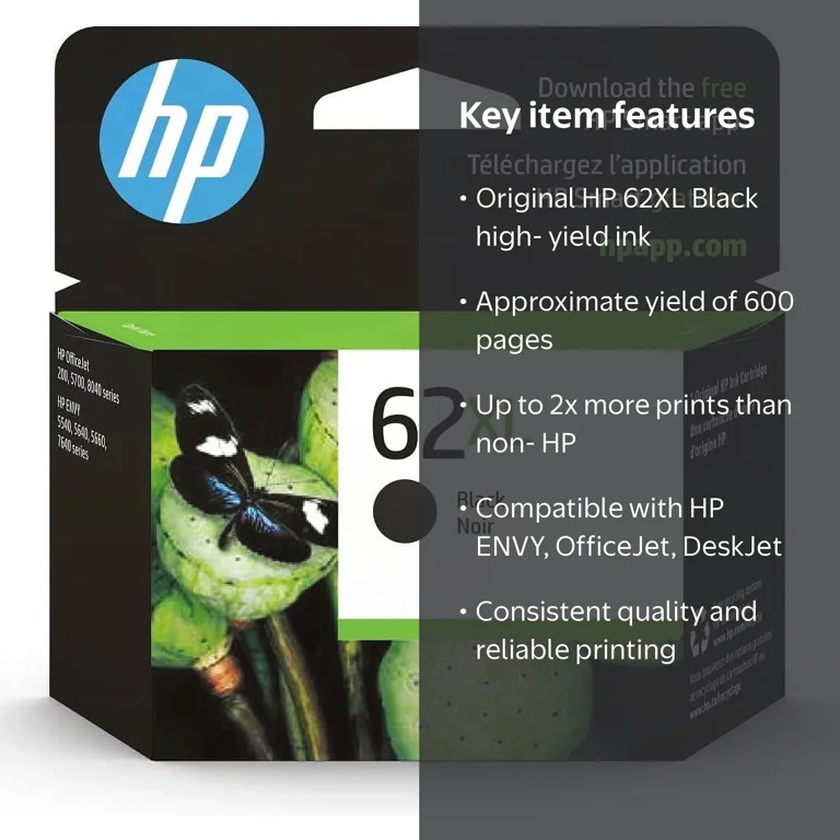 HP 62XL Black High-yield Ink Cartridge for Envy and OfficeJet