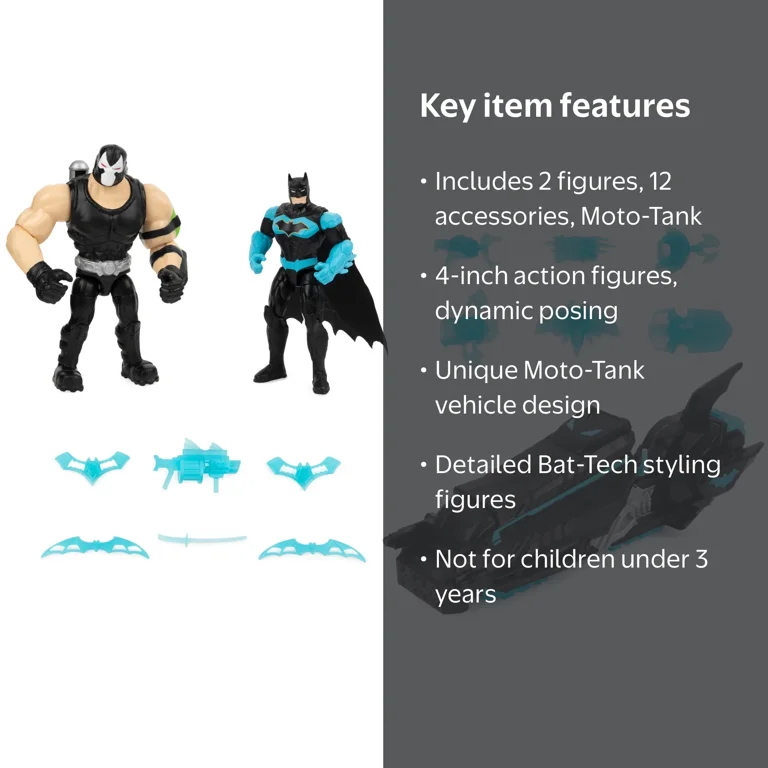 Batman Moto-Tank Vehicle with 4-inch Bane, Exclusive Batman Action