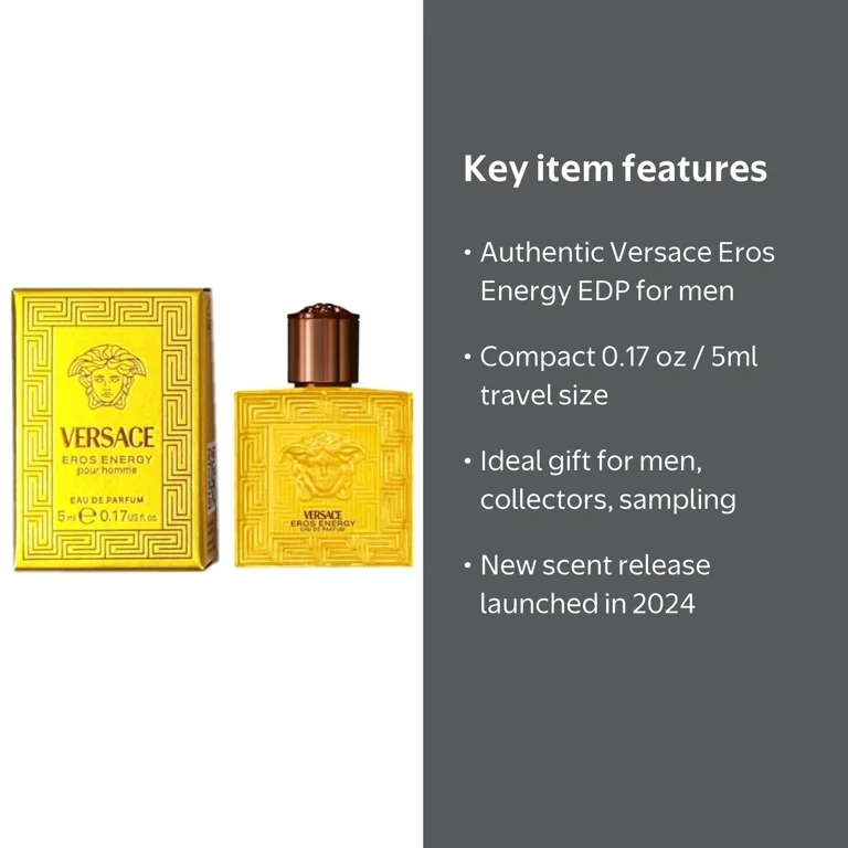Versace Eros Energy Men's Citrus Aromatic EDP Spray 0.17 oz with