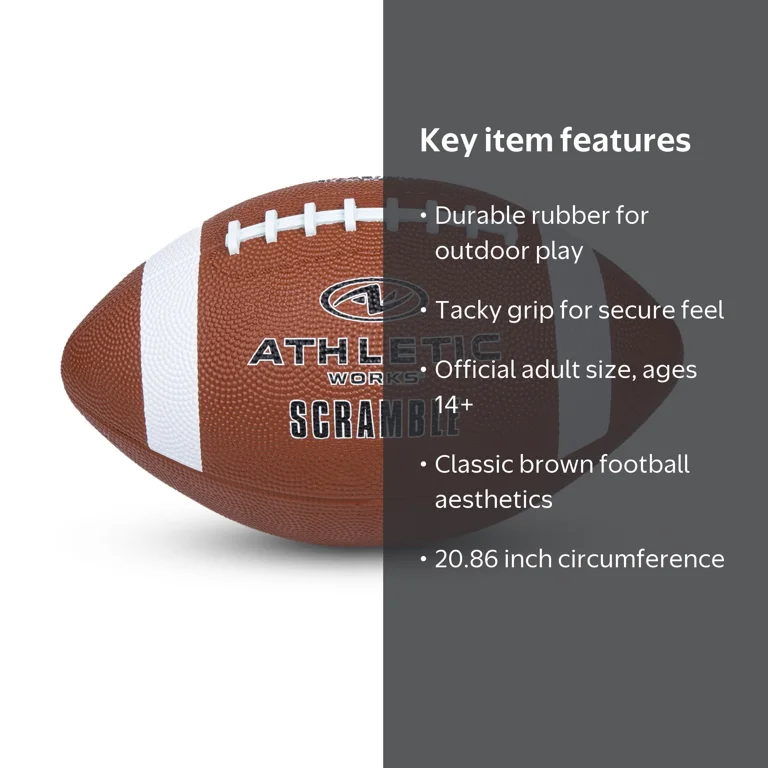 Athletic Works Scramble Series Adult Football, Brown, Rubber