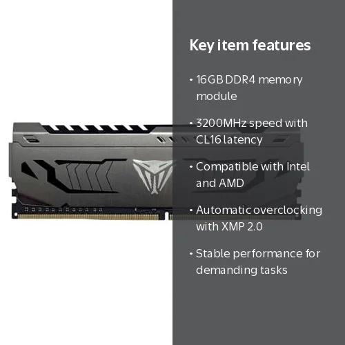 Patriot Memory, DDR4 RAM, 16GB, 3200MHz, CL16 UDIMM - Walmart.com