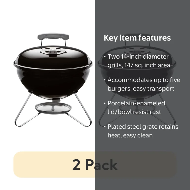 2 pack) Weber 14 in. Smokey Joe Charcoal Grill Black - Walmart.com