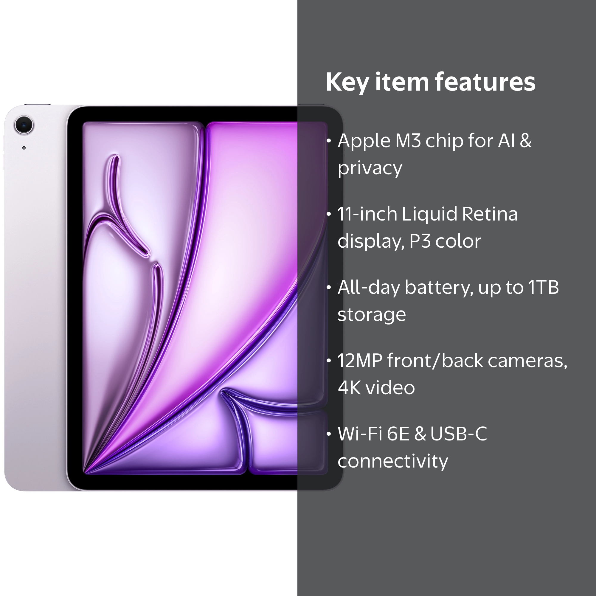 2025 Apple 11-inch iPad Air M3, Built for Apple Intelligence, Wi