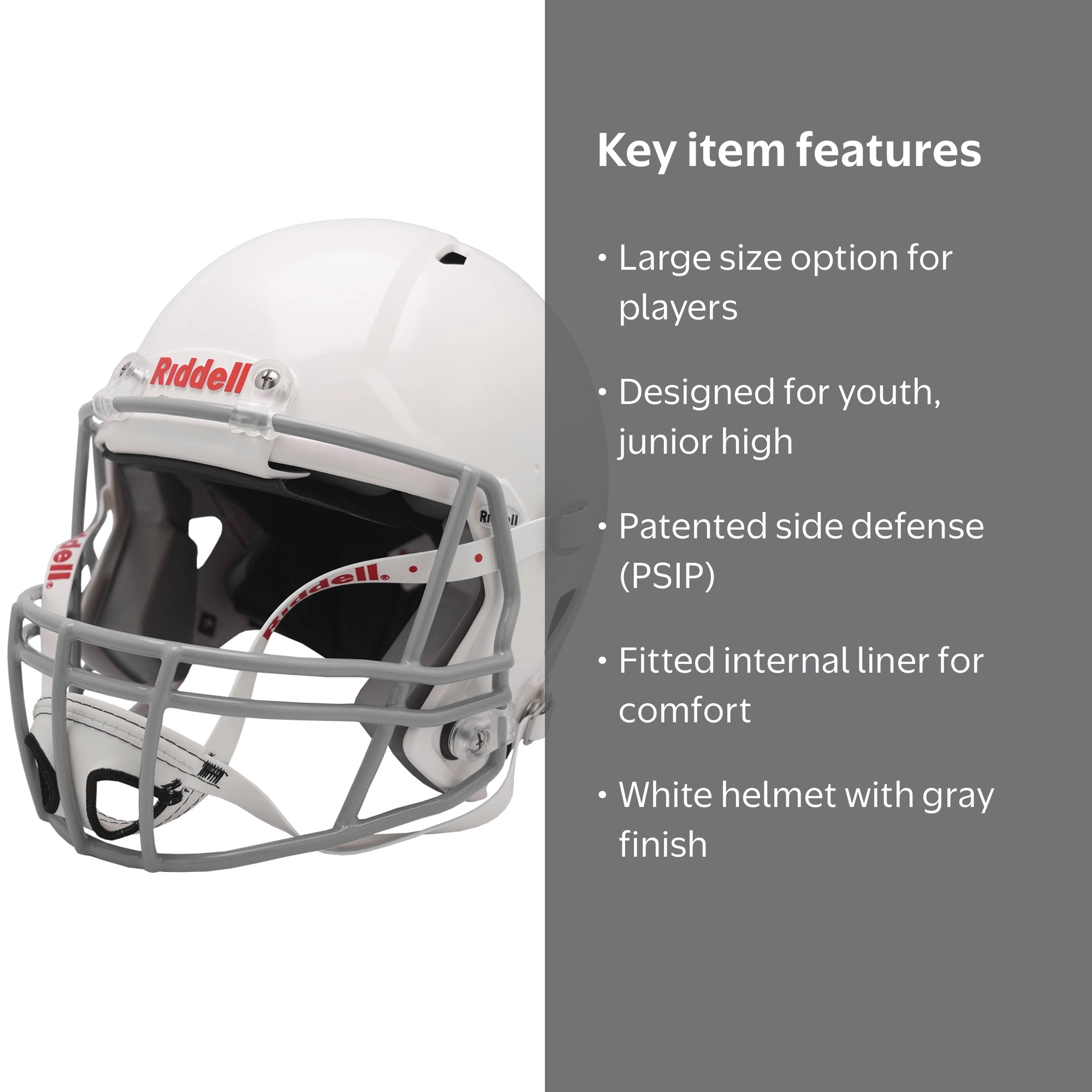 Riddell Speed Platform Youth Football Helmet, White Gray, Large