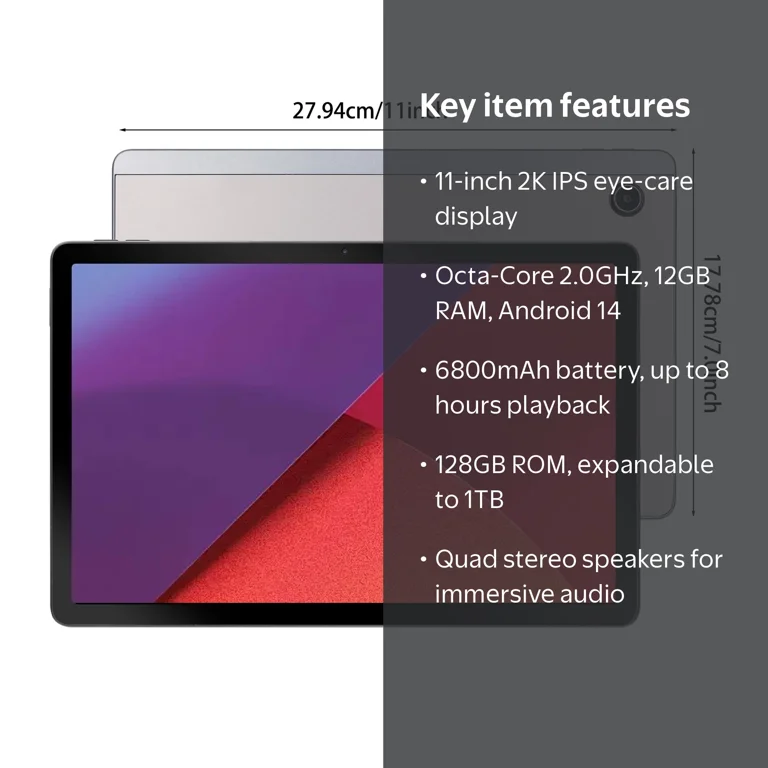 11inch 2K Tablet Android 14 with Octa-Core Processor,12GB RAM