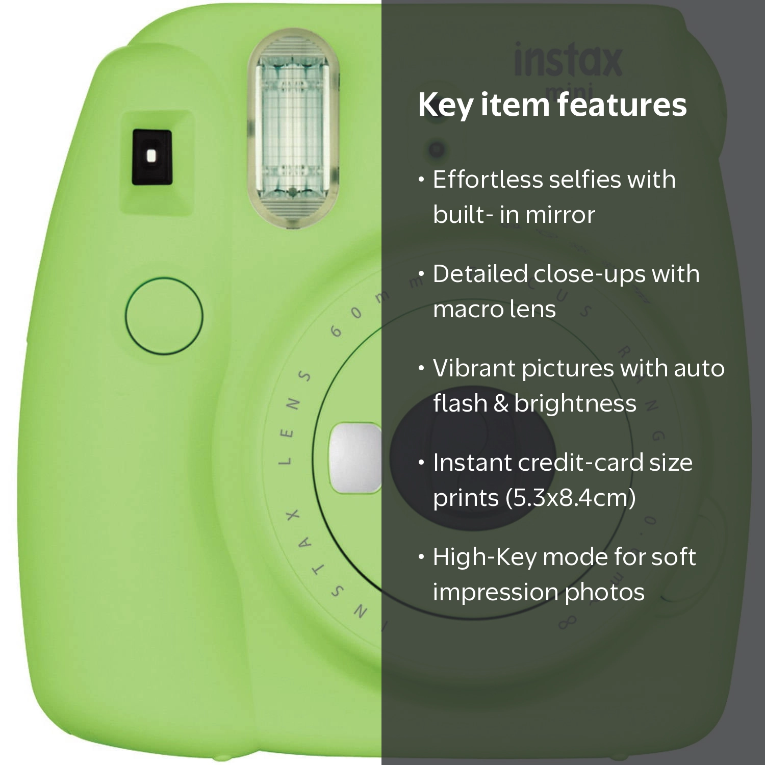 Fujifilm, Instax Mini 9, Lime Green, Selfie Mirror, Macro Lens