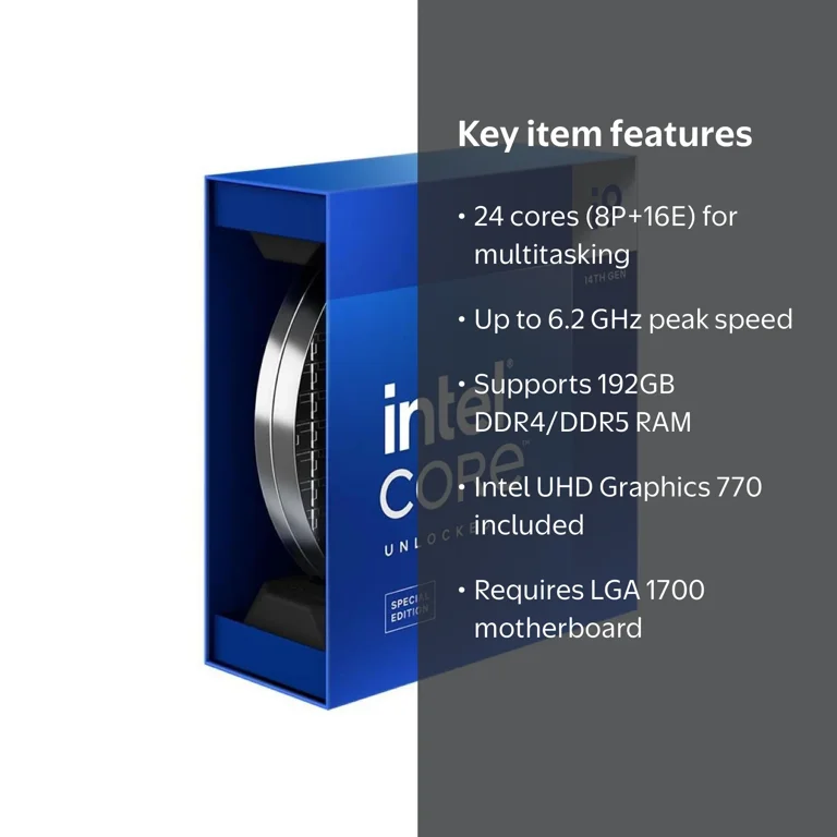 Intel i9-14900KS CPU - 24 cores, 32 Threads, 6.2 GHz, UHD Graphics