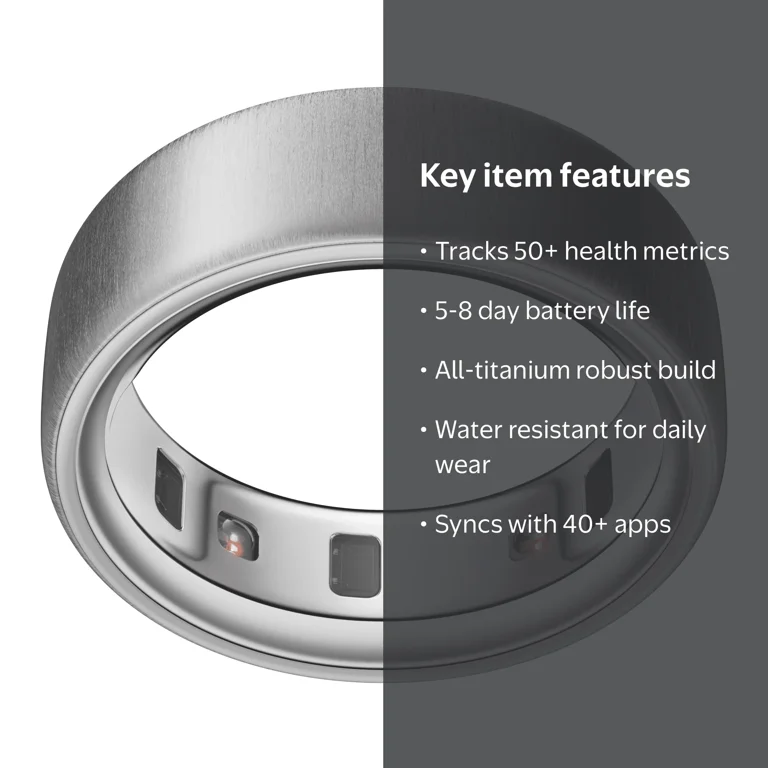 Oura Ring 4, Brushed Silver, Size 7, Smart Wearable, Sleep