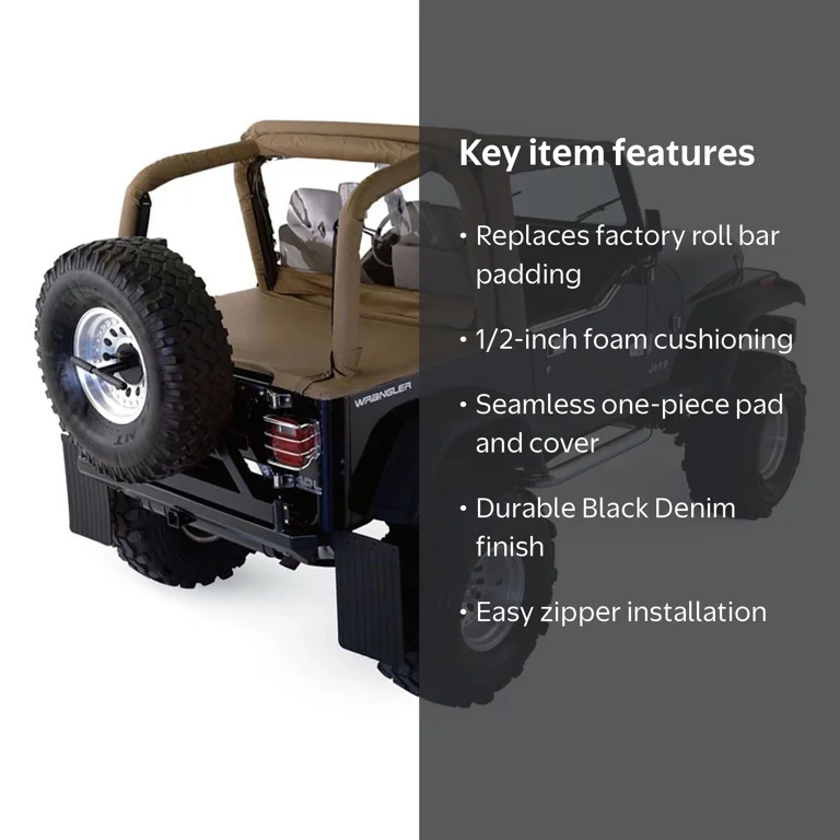 Rampage by RealTruck Roll Bar Full Padding Kit | Black Denim