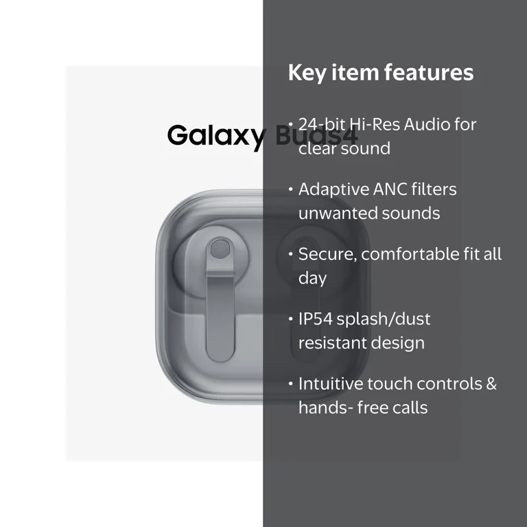 Samsung Galaxy Buds4 Bluetooth Headphones and Charging Case, White