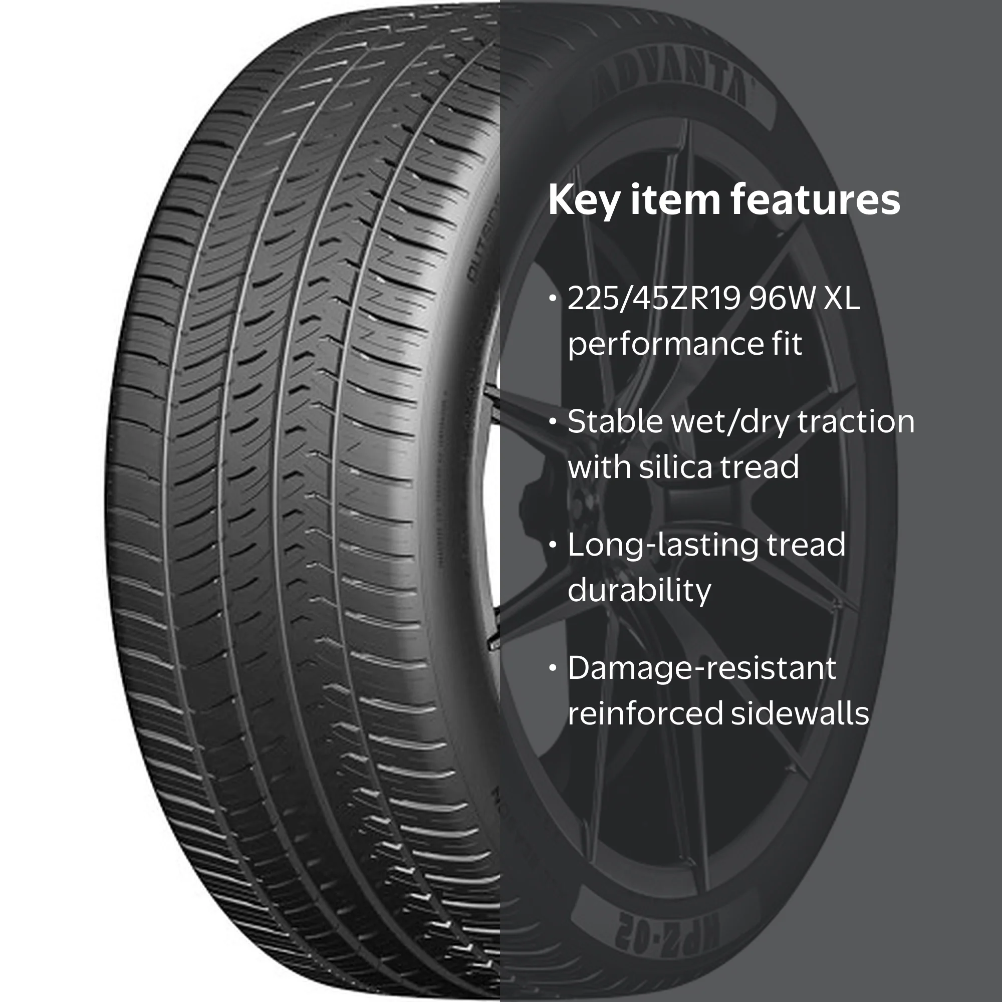 Advanta HPZ-02 High Performance All Season Tire, Size 225/45R19