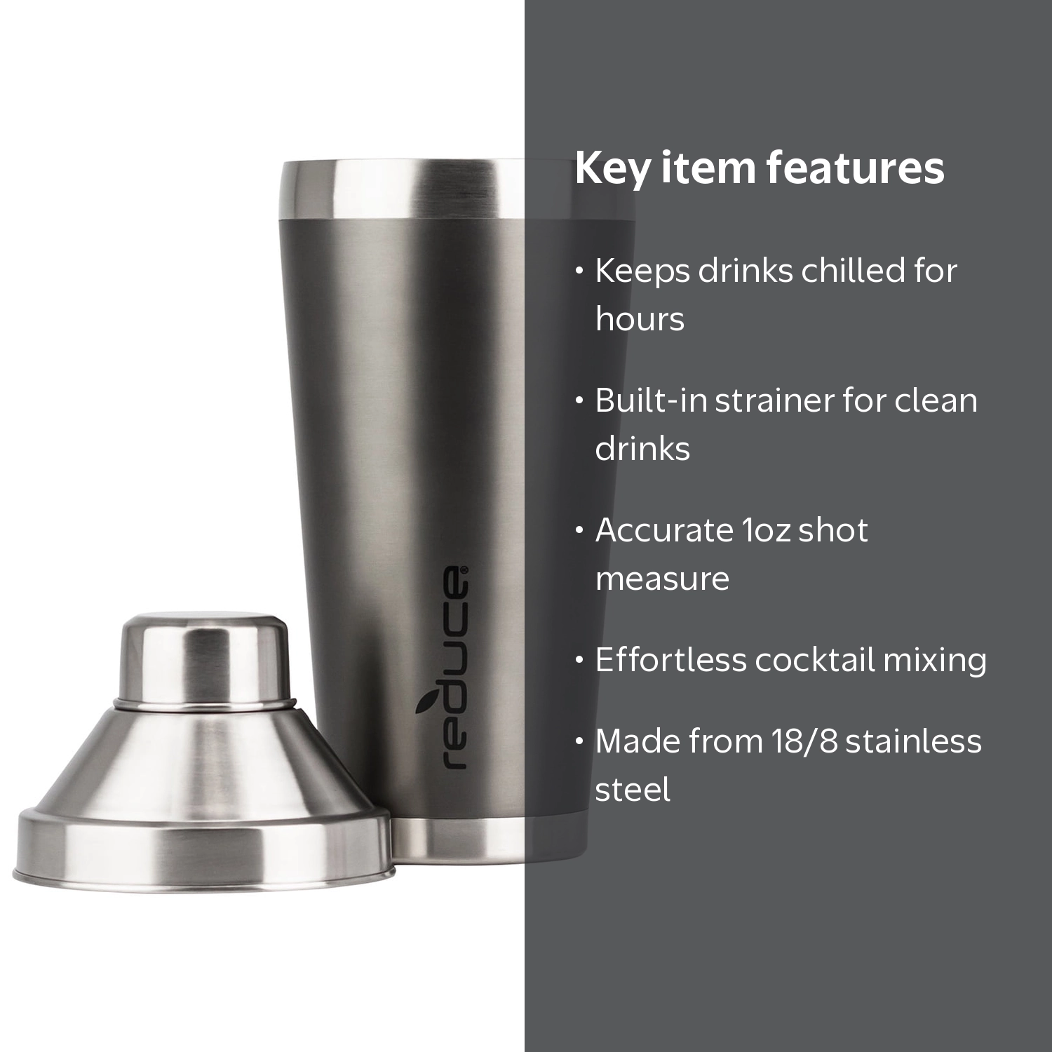 あさり☆新品☆チェスト114　アイビージャック　2個セット　ブラック Reduce 20 oz Stainless Steel Insulated Cocktail Shaker Charcoal