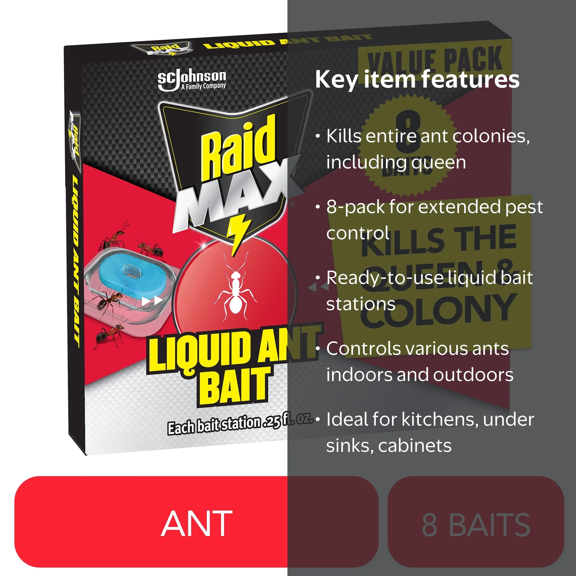 Raid MAX Liquid Ant Bait Stations, Indoor and Outdoor Ant Killer