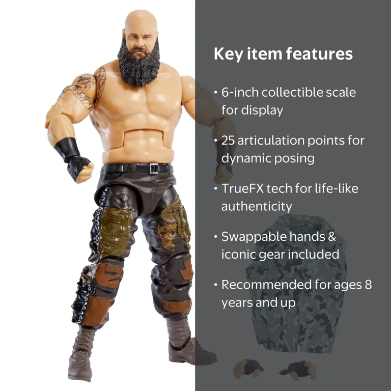 WWE Braun Strowman Elite Collection Action Figure, 6-in Posable
