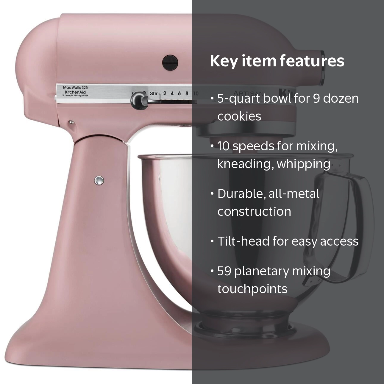 KitchenAid, Stand Mixer, Pink, 5 quart, with tilt-head design
