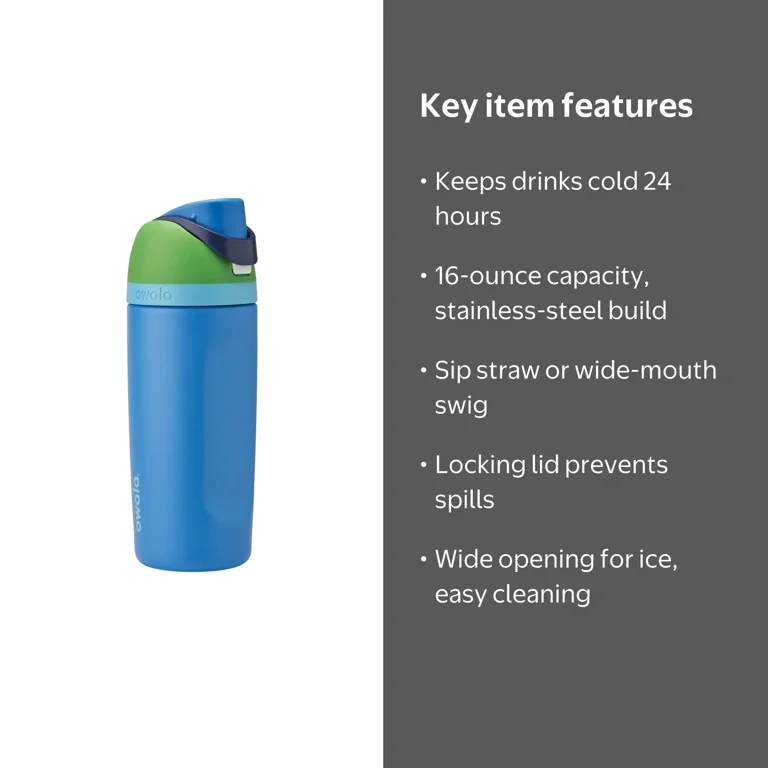 Owala 16oz Kids' FreeSip Stainless Steel Water Bottle - Blue