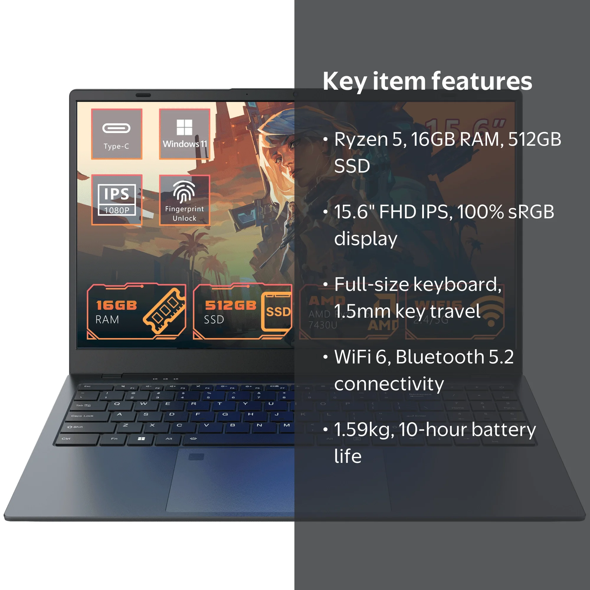 極美品 NEC N1655 i5 /16GB/512GB/Win11/WPS Ningmei HustleForge NLR500P 15.6 inch Laptop AMD Ryzen 5 7430U