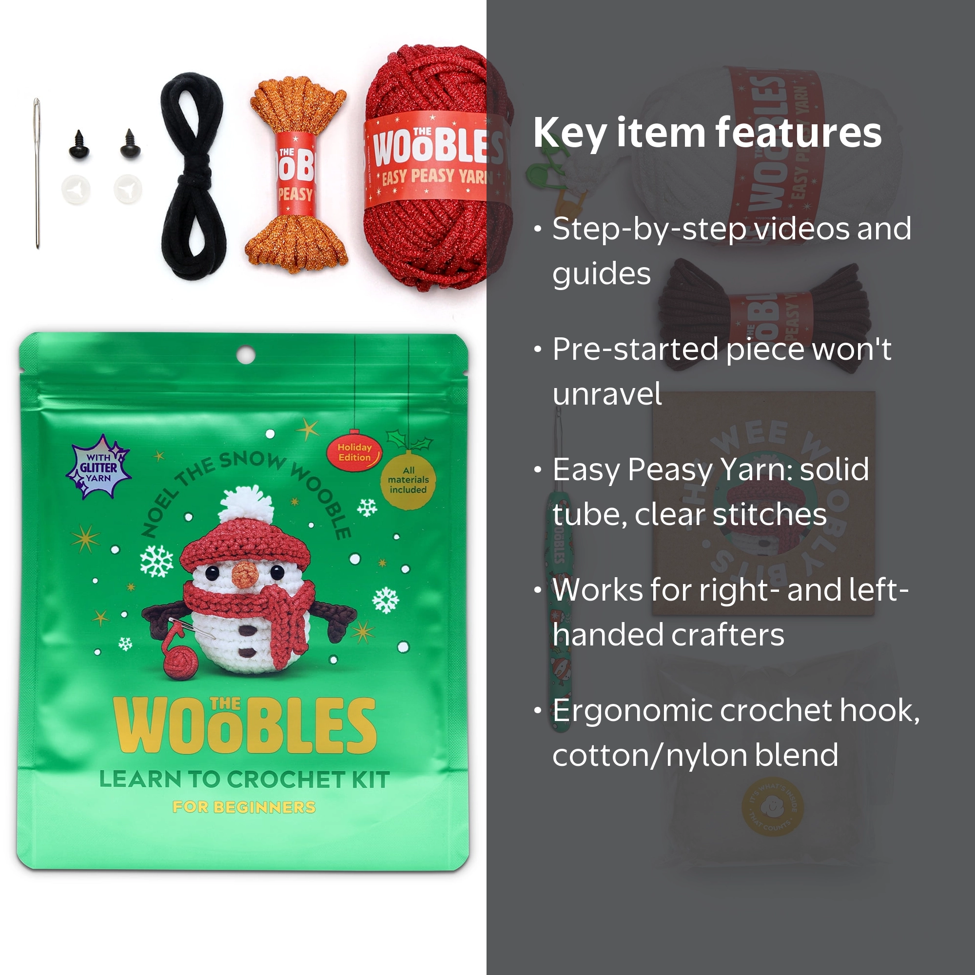 The Woobles Beginner Crochet Amigurumi Kit – Noel the Snow Wooble