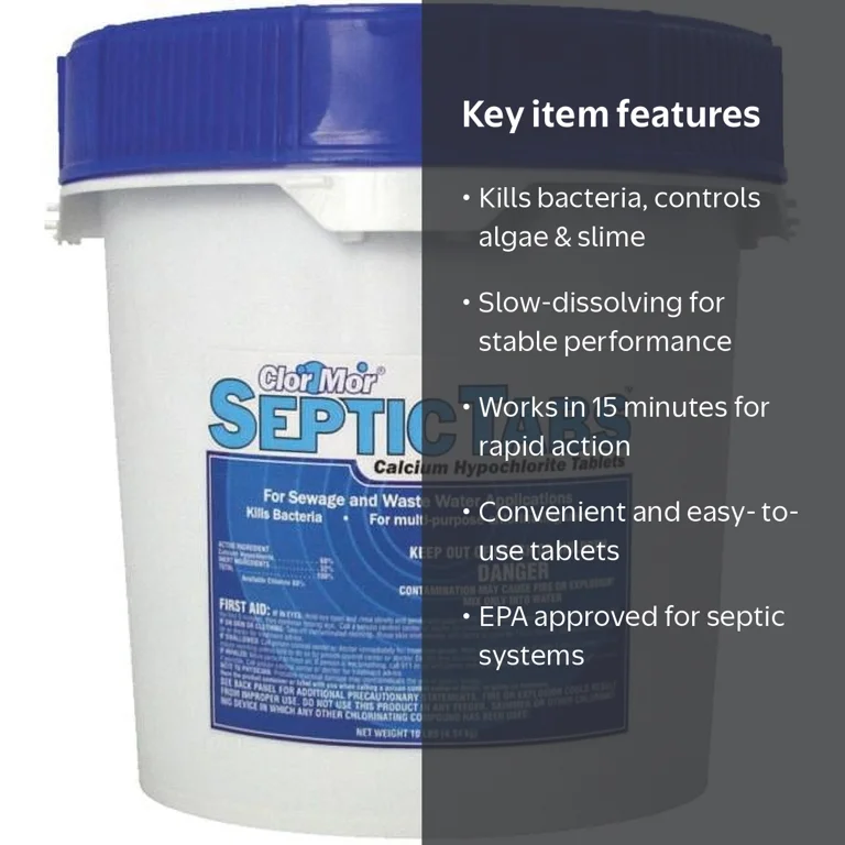 Waterteq Clor Mor Septic Tabs, 160 oz Pail, Slow Dissolving