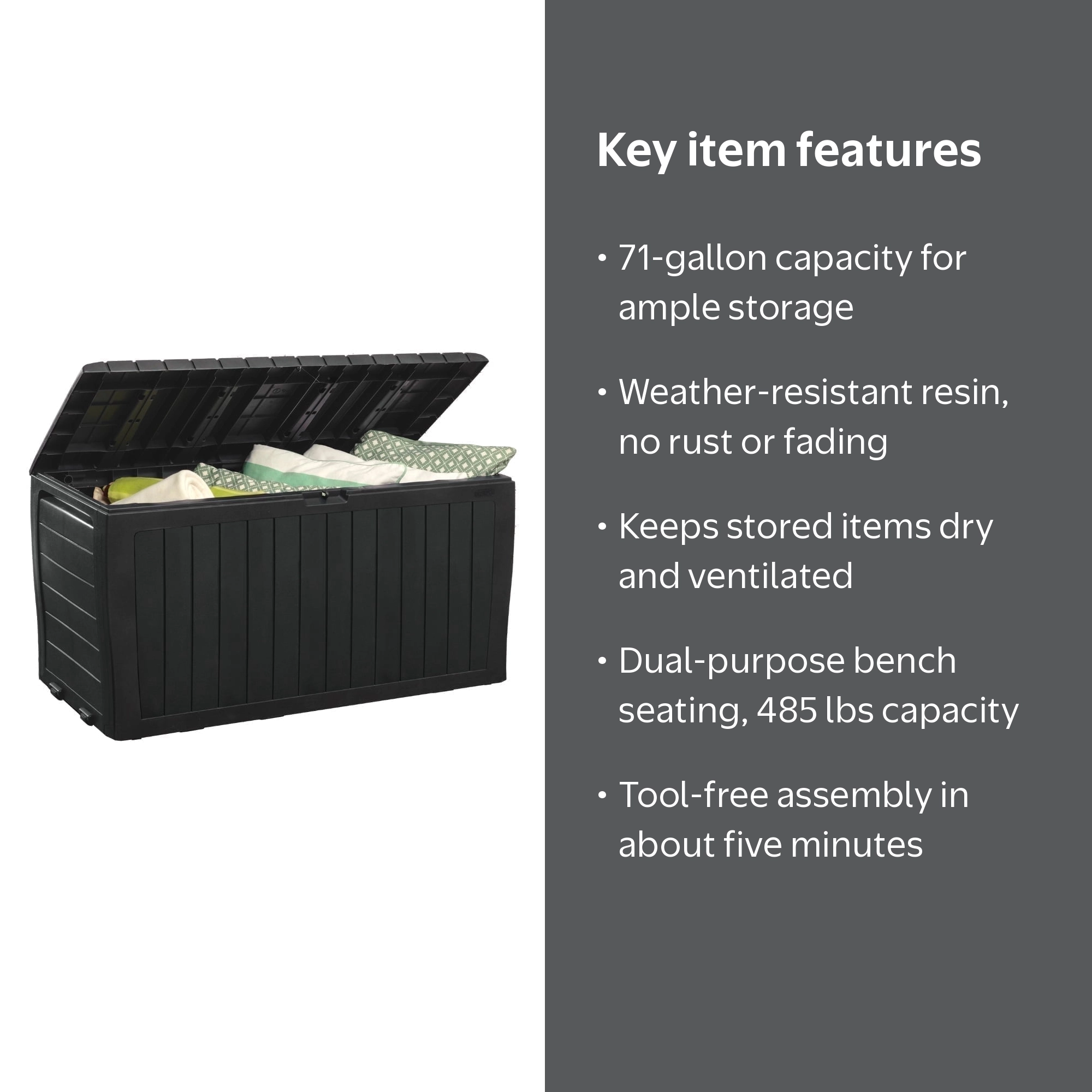 Keter Arden 71 Gallon Durable Resin Outdoor Deck Box Storage