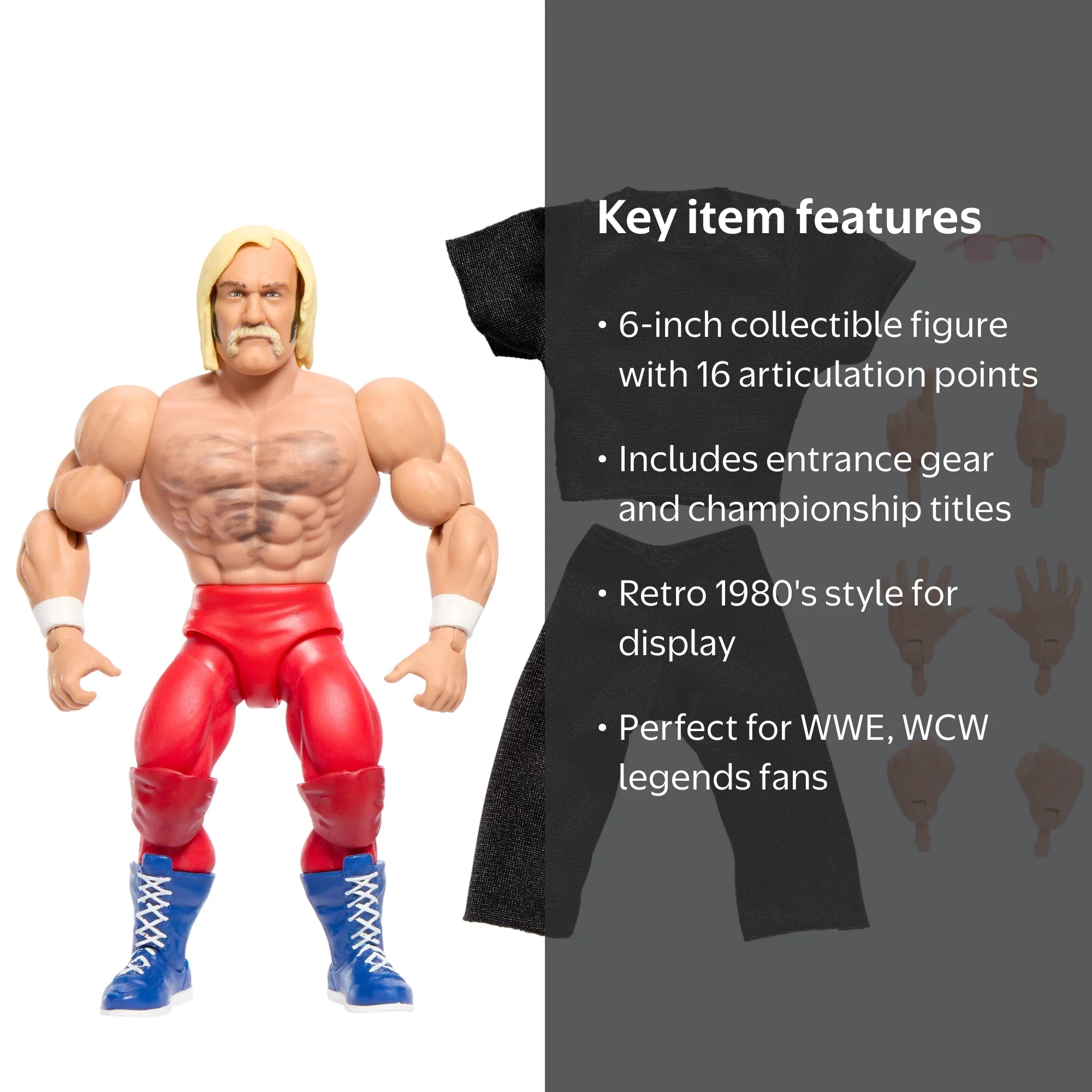 WWE, Hulk Hogan Action Figures, Retro 6-inch with Accessories