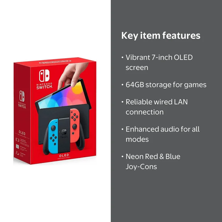 Restored Nintendo HEGSKABAA Switch - OLED Model with Neon Red