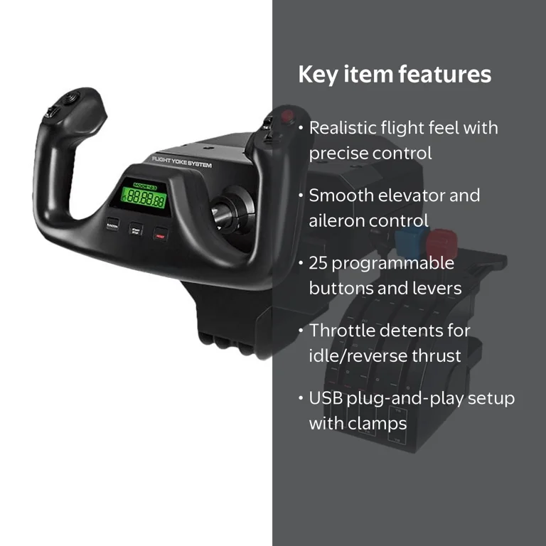 Logitech, Flight Yoke System, 75 Programmable Controls, Steel