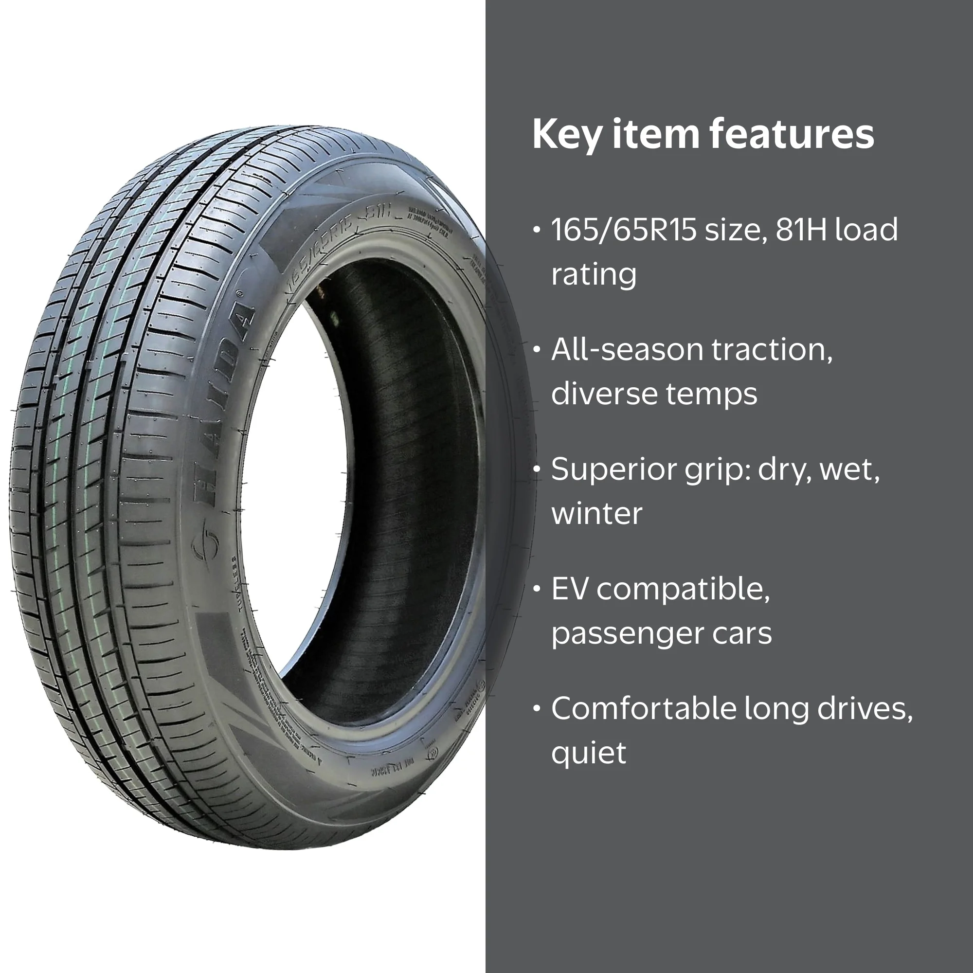 Haida, All Season Tire, 165/65R15 81H Touring, EV Compatible