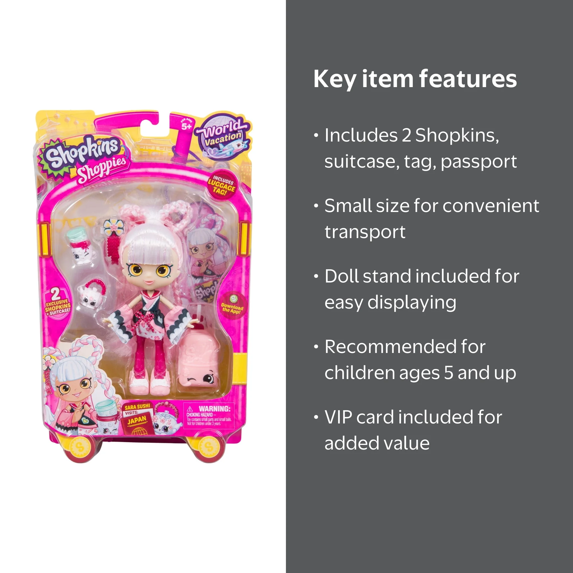 stinaスティナ pop up store限定　未開封　sサイズ　セレナーデ Shopkins Shoppies World Vacation Theme Dolls Asia, Sara Sushi