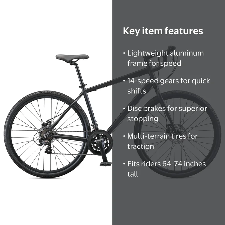 Schwinn, Gravel Adventure Bike, 700c Wheels, 14 Speeds, Black