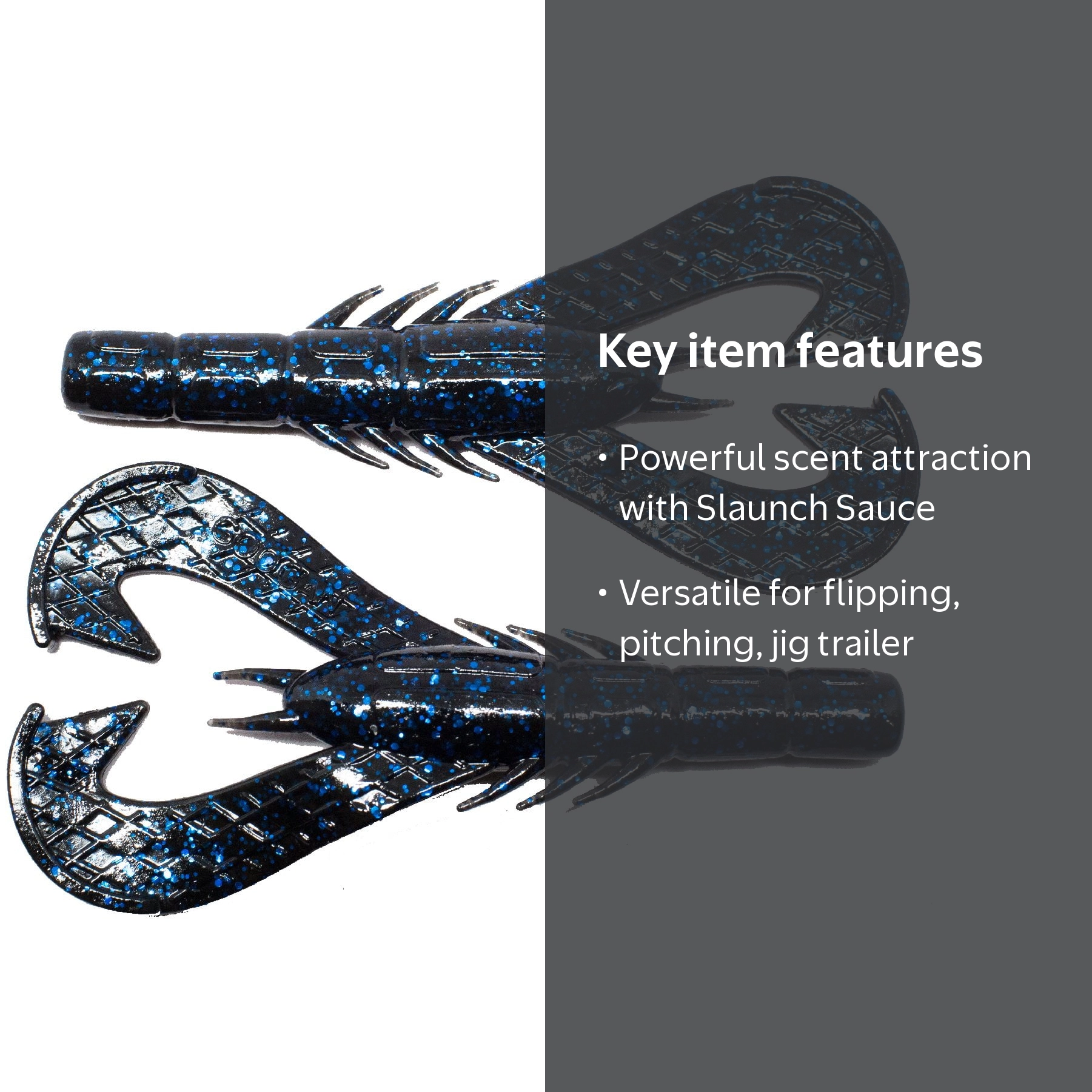 Googan Baits Krackin' Craw Soft Plastic Lure, Black Blue Flake, 4