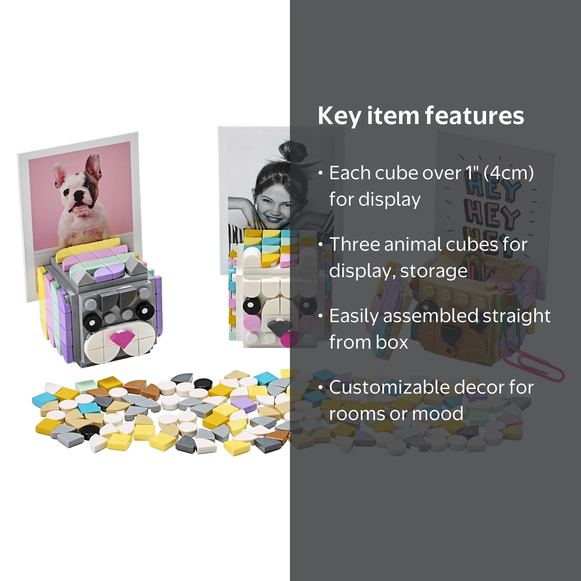 LEGO, DOTS Animal Picture Holders 41904, 3pk, DIY Room Decor