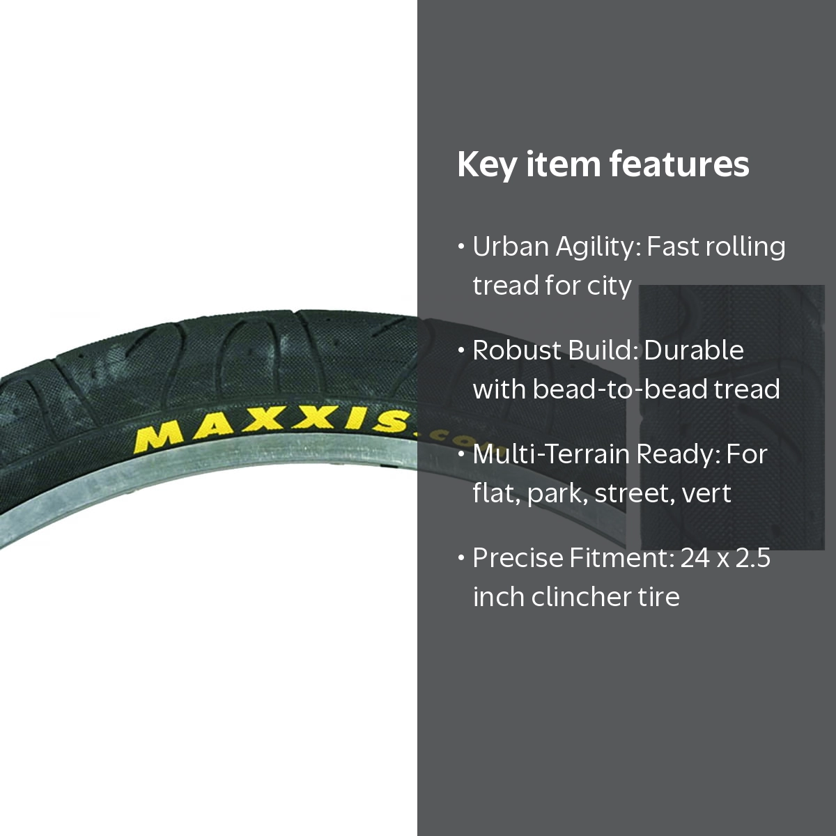 Maxxis, Hookworm Tire, 24 x 2.5 Clincher Wire, Black - Walmart.com