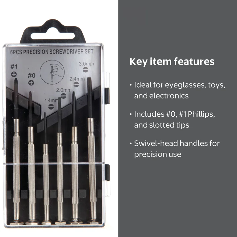 PHILIPSMASTERSDW-TGMini50W/825 12個 Hyper Tough 6 Piece Precision Screwdriver Set, Includes Philips