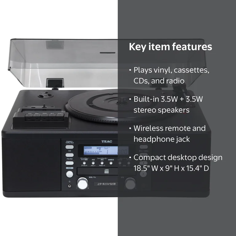 TEAC CDレコーダー ターンテーブル　LP-R550USB-B Teac LP-R550USB CD/Recorder/Cassette/USB/Tuner Turntable System w