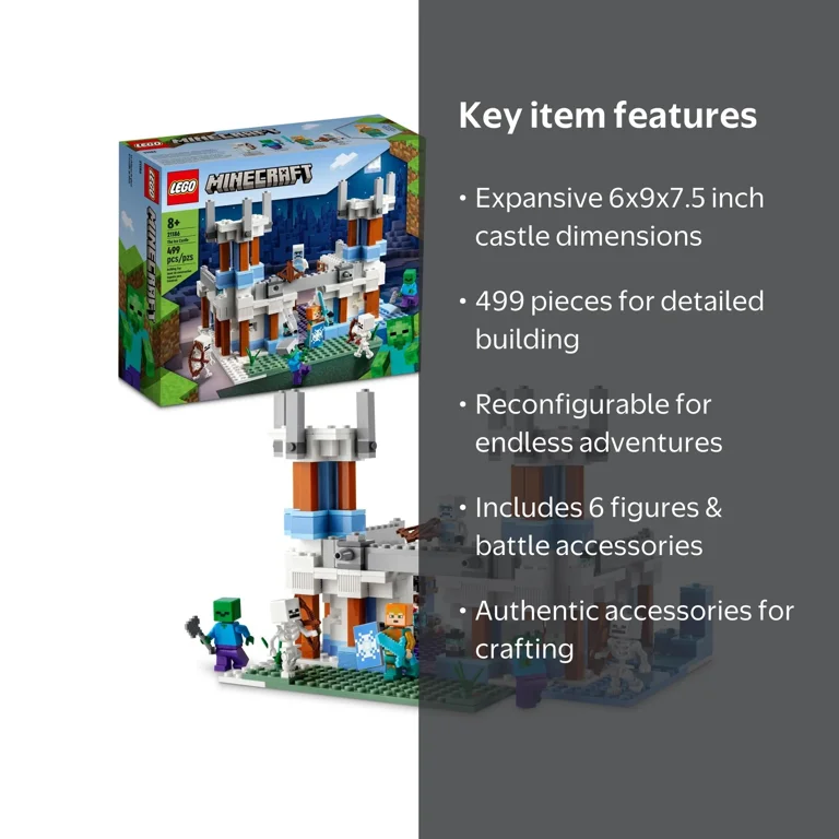 LEGO Minecraft The Ice Castle Toy 21186 with Zombie & Skeleton