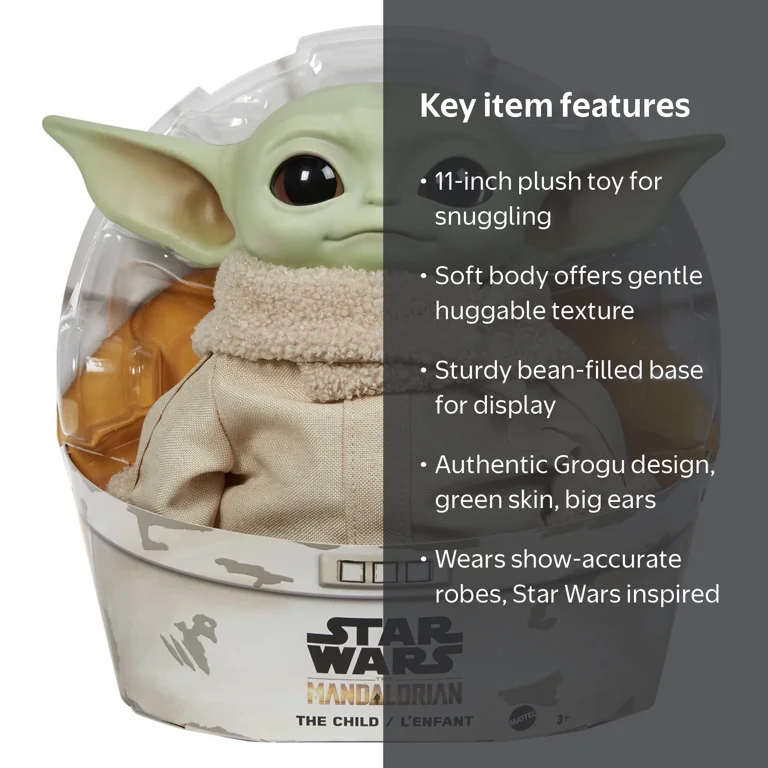 Star Wars, Plush Toy, 11-inch Grogu, Soft Body, The Child