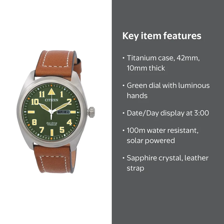 Citizen Eco-Drive Avion Super Titanium Green Dial Men's Watch