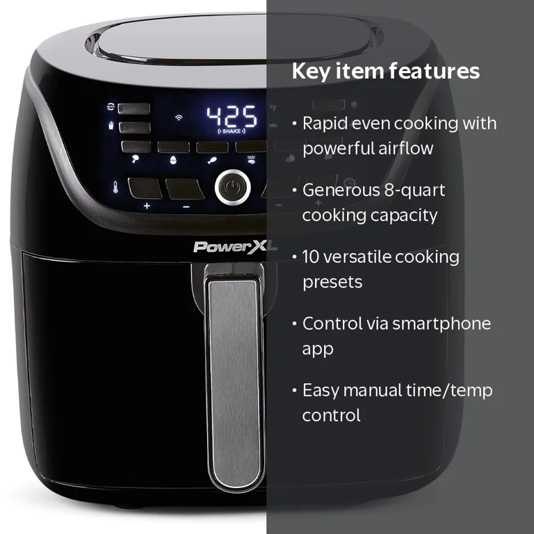 PowerXL Vortex Pro 8 Qt Air Fryer, SmartTech with Recipe App, 10