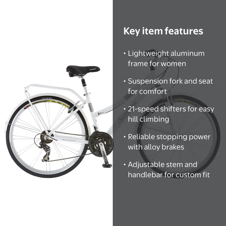 womens hybrid bicycles Shogun T1000 Women's Bike White And the Promax alloy linear pull breaks bring you to a secure and safe stop for handling the demands of the road Kent Retro Women's Hybrid Bike