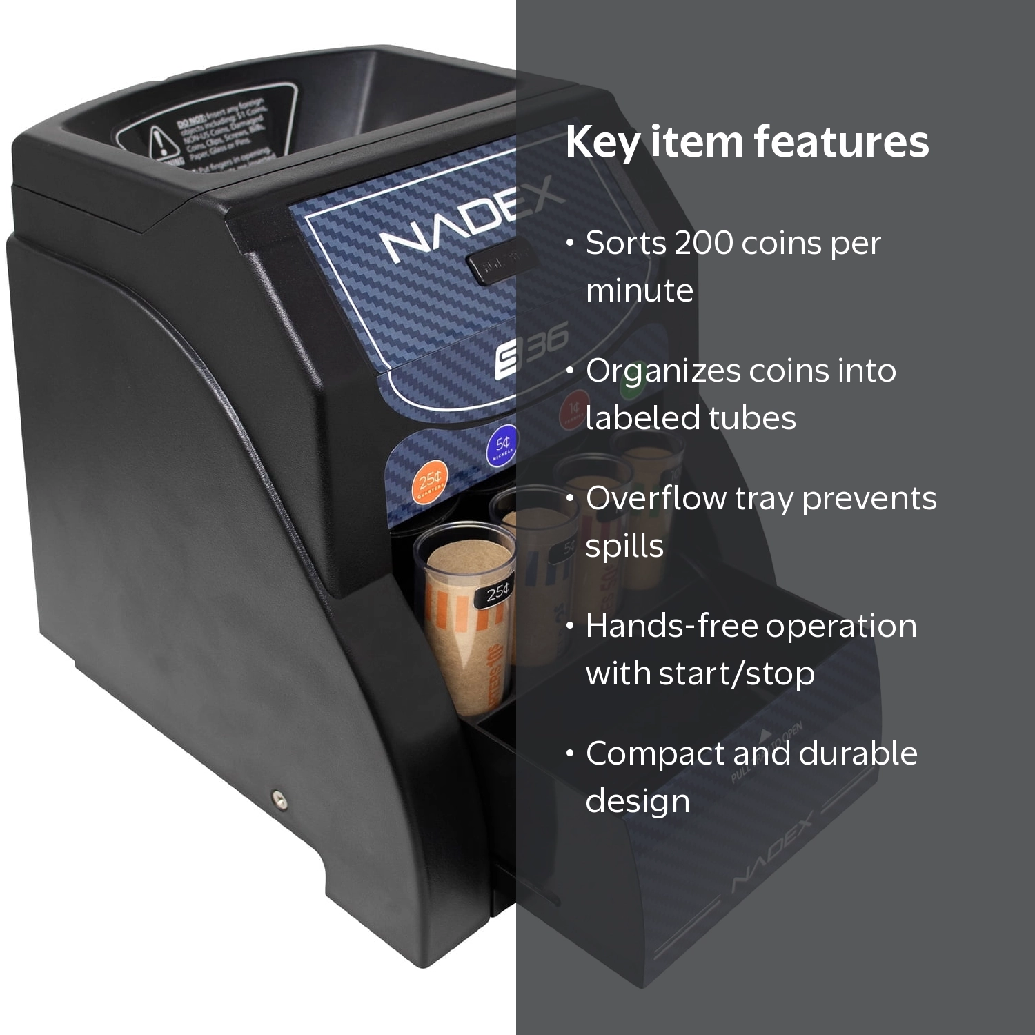 Nadex Coins Automatic Coin Sorter S36, Nxte-1895 - Walmart.com