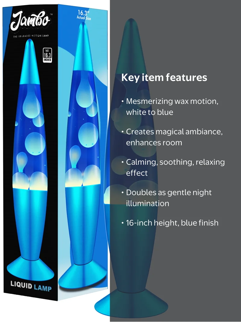 Jambo, Liquid Motion Lamp, 16 inch, Blue with White/Blue Wax