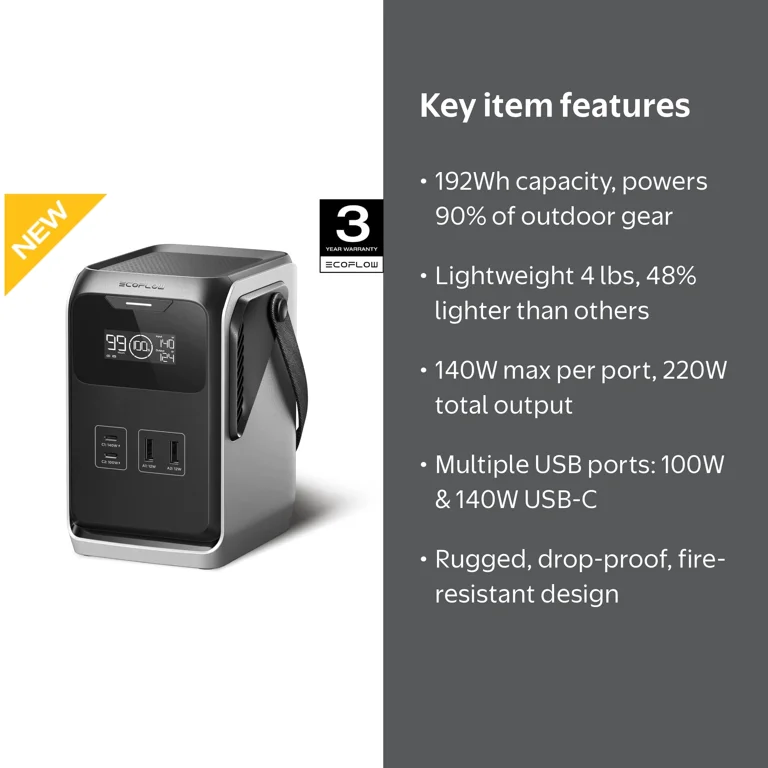 EF EcoFlow TRAIL 200 DC Portable Power Station, 192Wh LiFePO4